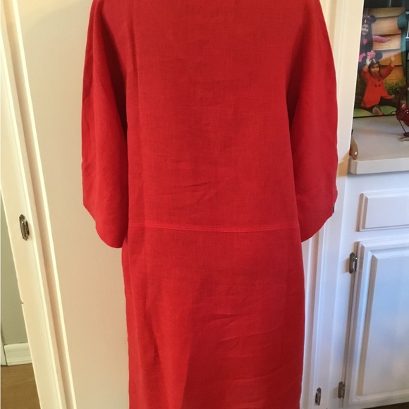 NWOT Flax Dress 100% Linen Red Pockets! L - Picture 5 of 8